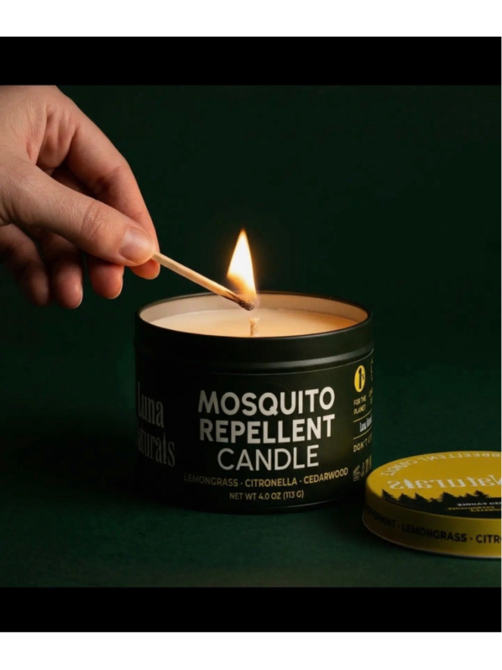 Luna Naturals | Citronella Candle| 18 hour burn per candle |3pack